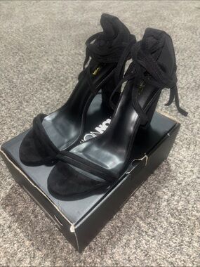 Fashion Nova Black Lace-Up Wrap Heels